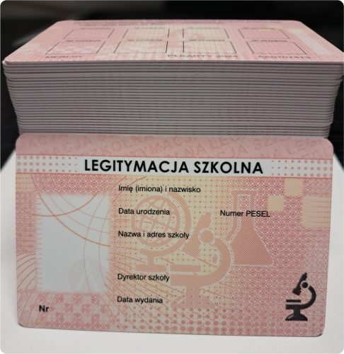 BLANKIET LEGITYMACJI UCZNIA  PCV/ZESTAW  250SZTUK,MEiN-I/1