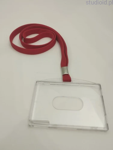 HOLDER  POZIOMY PRZEZROCZYSTY  Z TAŚMA CZERWONĄ